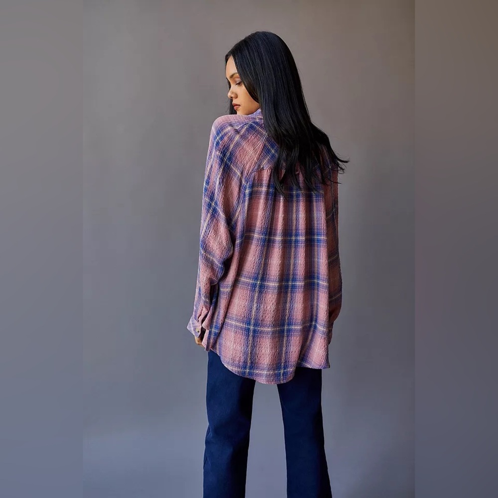 Urban Outfitters BDG Pink and Purple Plaid Button Down Shirt - Picture 2 of 5